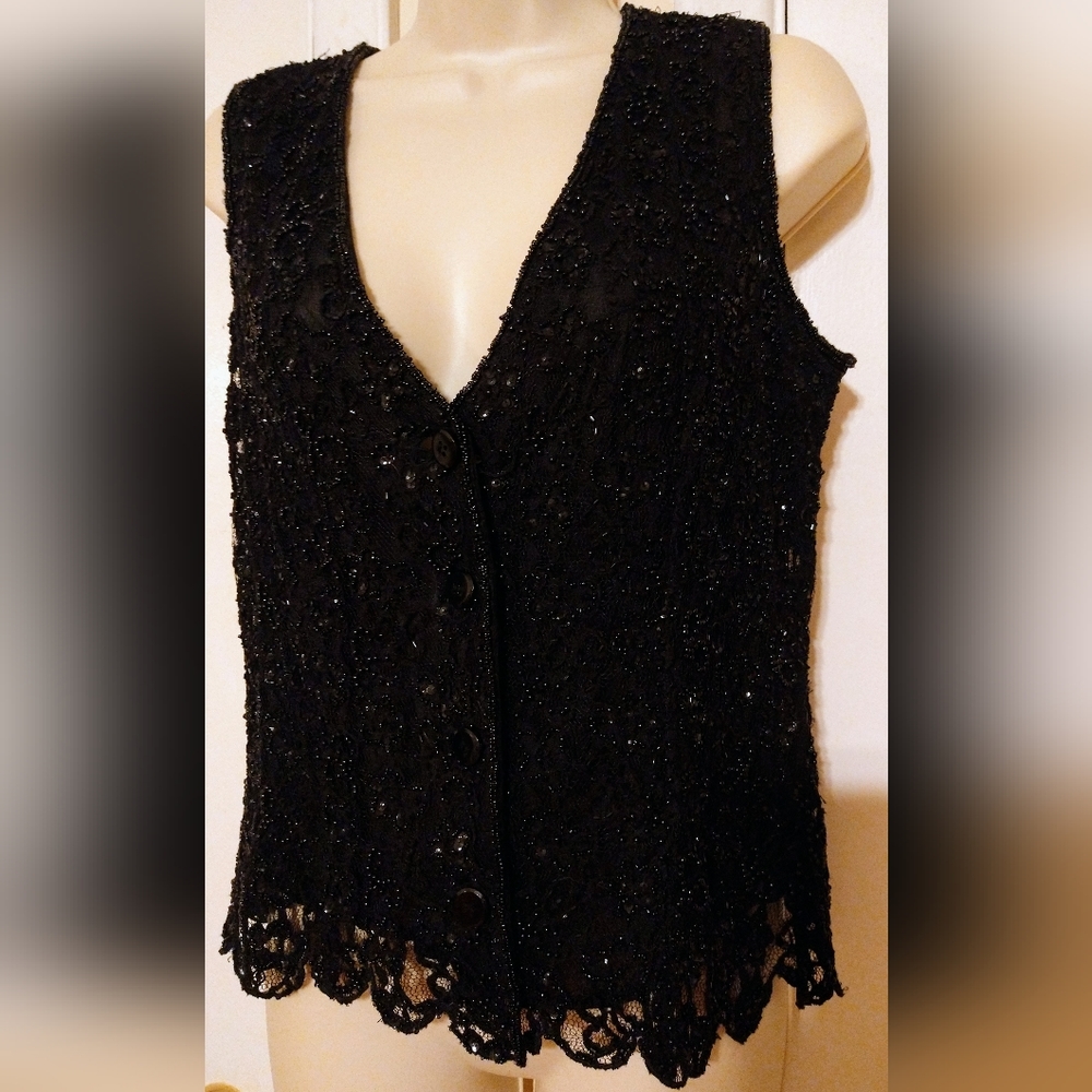 Black beaded vest